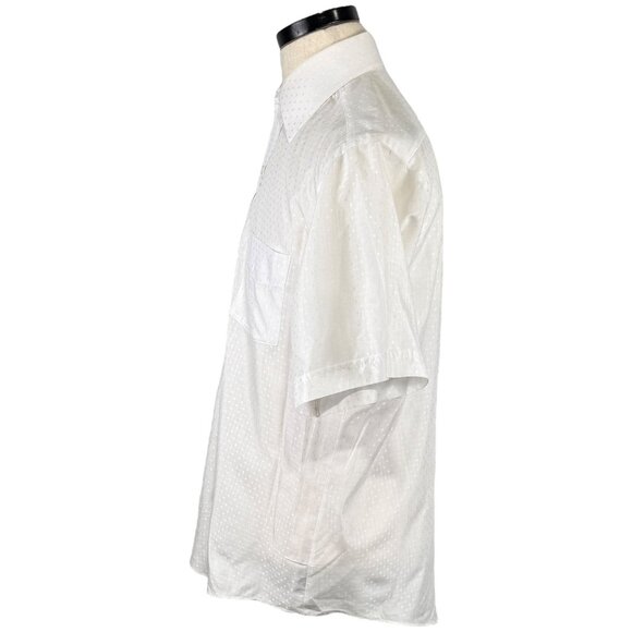 Vintage 80s Challenger Mens White Short Sleeve Button-Up Shirt Size 16 Medium - Picture 2 of 8